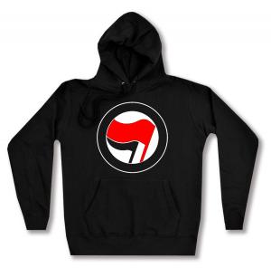 taillierter Kapuzen-Pullover: Antifaschistische Aktion (rot/schwarz, ohne Schrift)