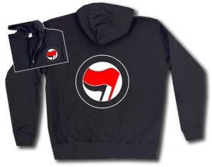 Kapuzen-Jacke: Antifaschistische Aktion (rot/schwarz, ohne Schrift)