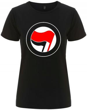 tailliertes Fairtrade T-Shirt: Antifaschistische Aktion (rot/schwarz, ohne Schrift)