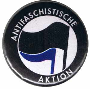 25mm Button: Antifaschistische Aktion (schwarz/blau)