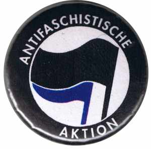 37mm Magnet-Button: Antifaschistische Aktion (schwarz/blau)