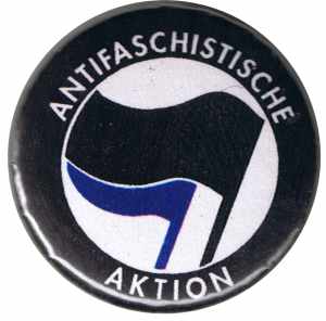 50mm Button: Antifaschistische Aktion (schwarz/blau)