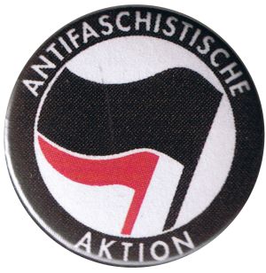 25mm Magnet-Button: Antifaschistische Aktion (schwarz/pink)