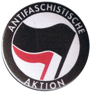 37mm Button: Antifaschistische Aktion (schwarz/pink)