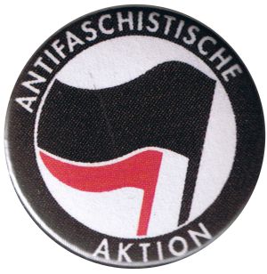 50mm Magnet-Button: Antifaschistische Aktion (schwarz/pink)