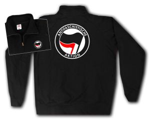 Sweat-Jacket: Antifaschistische Aktion (schwarz/rot)