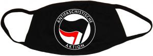 Mundmaske: Antifaschistische Aktion (schwarz/rot)