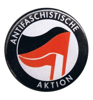 50mm Magnet-Button: Antifaschistische Aktion (schwarz/rot, rot)