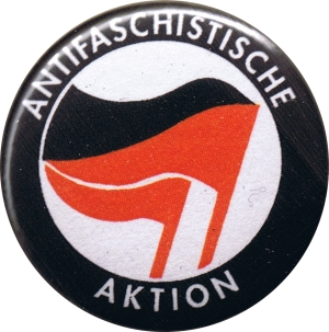 37mm Magnet-Button: Antifaschistische Aktion (schwarz/rot, rot)