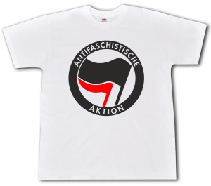 T-Shirt: Antifaschistische Aktion (schwarz/rot) - weiß