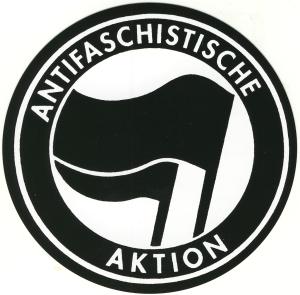 Aufkleber: Antifaschistische Aktion (schwarz/schwarz)