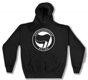 Kapuzen-Pullover: Antifaschistische Aktion (schwarz/schwarz)