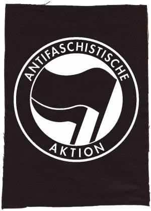 Rückenaufnäher: Antifaschistische Aktion (schwarz/schwarz)