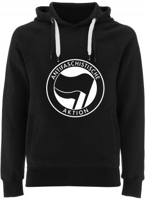 Fairtrade Pullover: Antifaschistische Aktion (schwarz/schwarz)