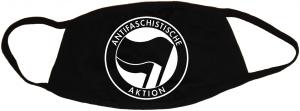 Mundmaske: Antifaschistische Aktion (schwarz/schwarz)