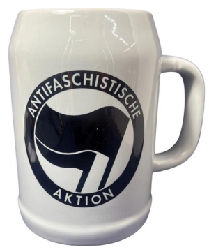 Bierkrug: Antifaschistische Aktion (schwarz/schwarz)