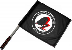 Fahne / Flagge (ca. 40x35cm): Antifaschistische Aktion - Vögel