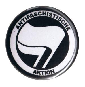 37mm Button: Antifaschistische Aktion (weiß/schwarz)