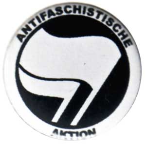 25mm Magnet-Button: Antifaschistische Aktion (weiß/schwarz)