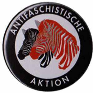 50mm Button: Antifaschistische Aktion (Zebras)