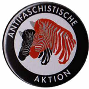 50mm Magnet-Button: Antifaschistische Aktion (Zebras)