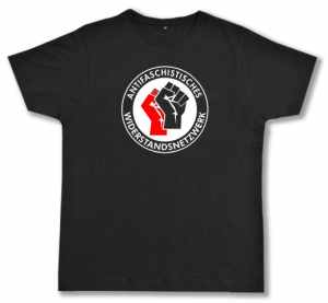 Fairtrade T-Shirt: Antifaschistisches Widerstandsnetzwerk - Fäuste (rot/schwarz)