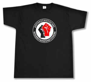 T-Shirt: Antifaschistisches Widerstandsnetzwerk - Fäuste (schwarz/rot)