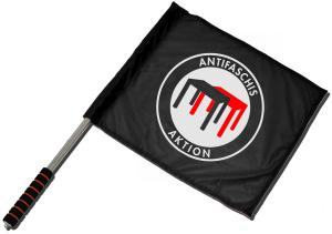 Fahne / Flagge (ca. 40x35cm): Antifascis TISCHE Aktion