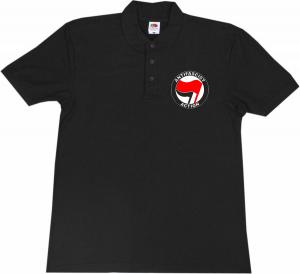 Polo-Shirt: Antifascist Action (rot/schwarz)