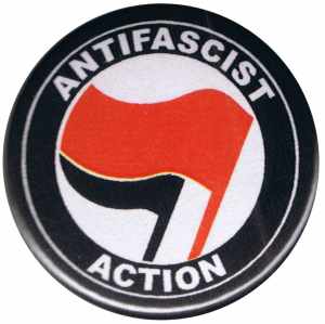 37mm Button: Antifascist Action (rot/schwarz)