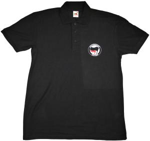 Polo-Shirt: Antifascist Action (schwarz/rot)
