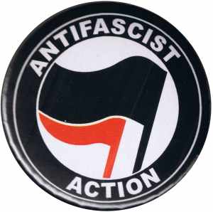 25mm Button: Antifascist Action (schwarz/rot)