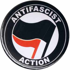 25mm Magnet-Button: Antifascist Action (schwarz/rot)