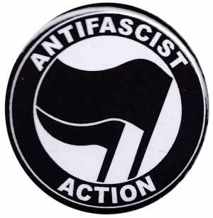 25mm Magnet-Button: Antifascist Action (schwarz/schwarz)