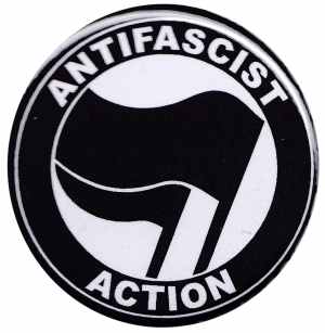 37mm Button: Antifascist Action (schwarz/schwarz)