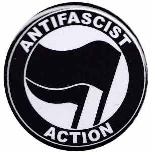 37mm Magnet-Button: Antifascist Action (schwarz/schwarz)
