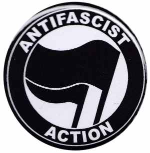 50mm Magnet-Button: Antifascist Action (schwarz/schwarz)