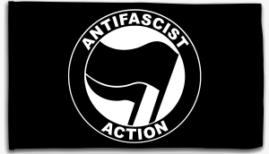 Fahne / Flagge (ca. 150x100cm): Antifascist Action (schwarz/schwarz)
