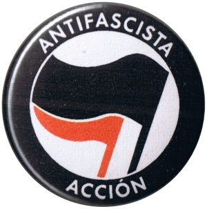 25mm Magnet-Button: Antifascista Accion (schwarz/rot)