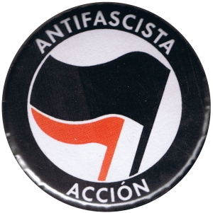 37mm Magnet-Button: Antifascista Accion (schwarz/rot)