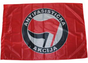 Fahne / Flagge (ca. 150x100cm): Antifasisticka  Akcija (rot/schwarz)