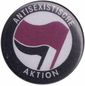 25mm Magnet-Button: Antisexistische Aktion (lila/schwarz)