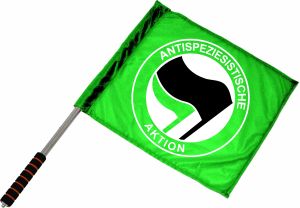 Fahne / Flagge (ca. 40x35cm): Antispeziesistische Aktion (grün, schwarz/grün)