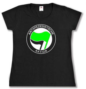 tailliertes T-Shirt: Antispeziesistische Aktion (grün/schwarz)