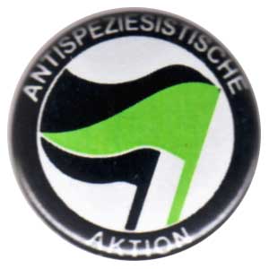 25mm Magnet-Button: Antispeziesistische Aktion (schwarz-grün/schwarz)