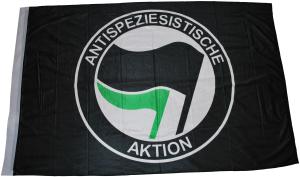 Fahne / Flagge (ca. 150x100cm): Antispeziesistische Aktion (schwarz, schwarz/grün)
