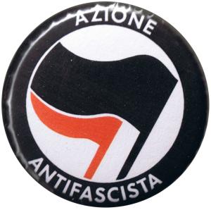 37mm Button: Azione Antifascista (schwarz/rot)