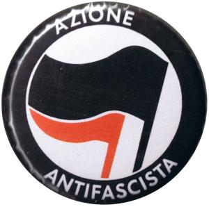 25mm Magnet-Button: Azione Antifascista (schwarz/rot)