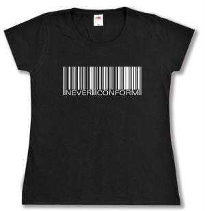 tailliertes T-Shirt: Barcode - Never conform