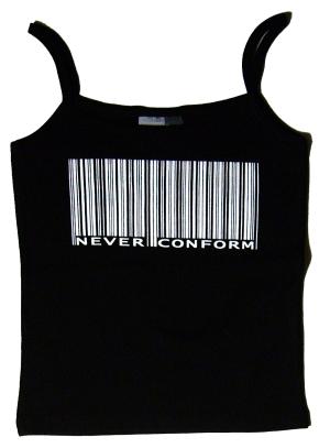 Trägershirt: Barcode - Never conform